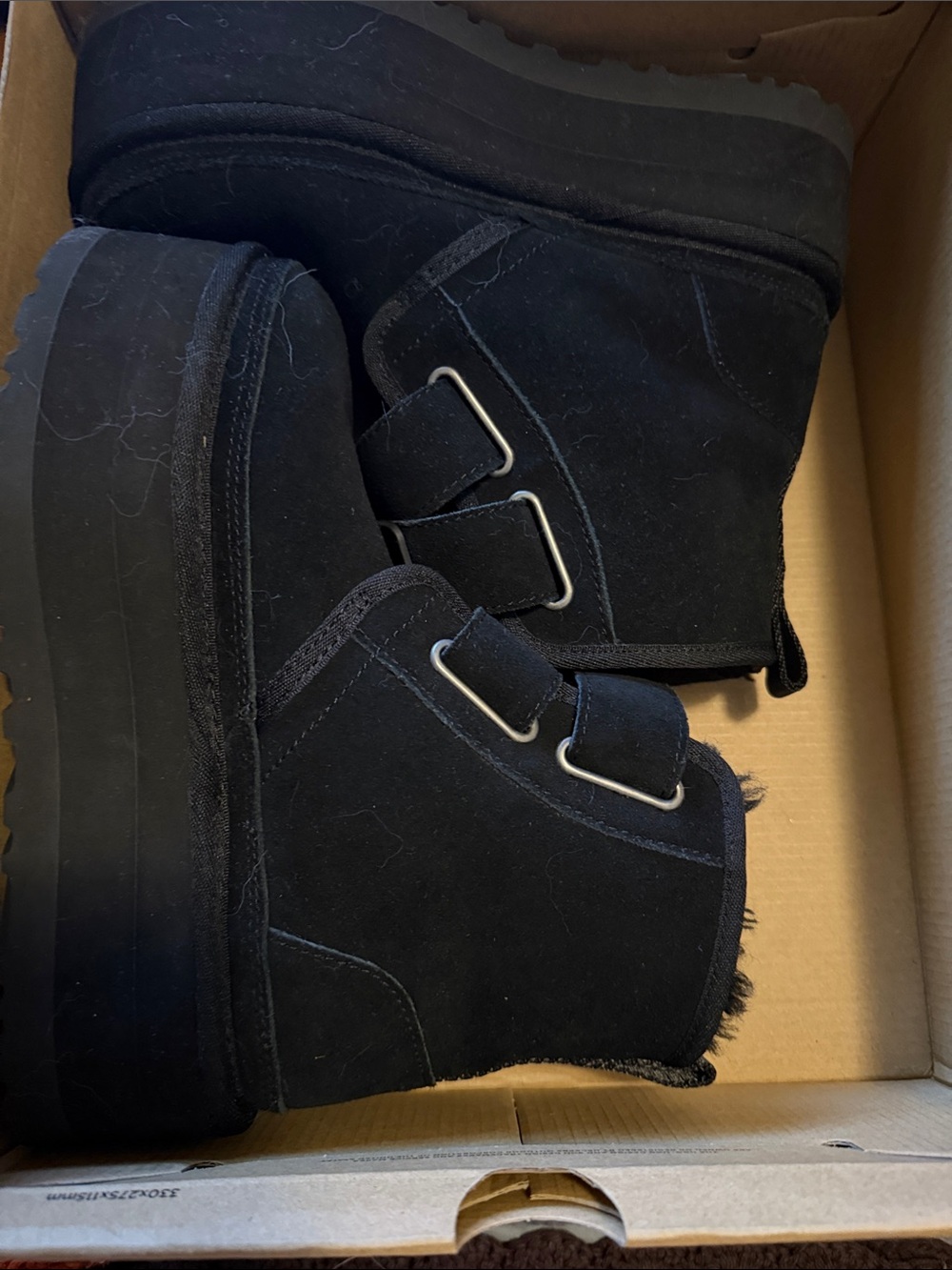 UGG Black Suede Platform Ankle Booties